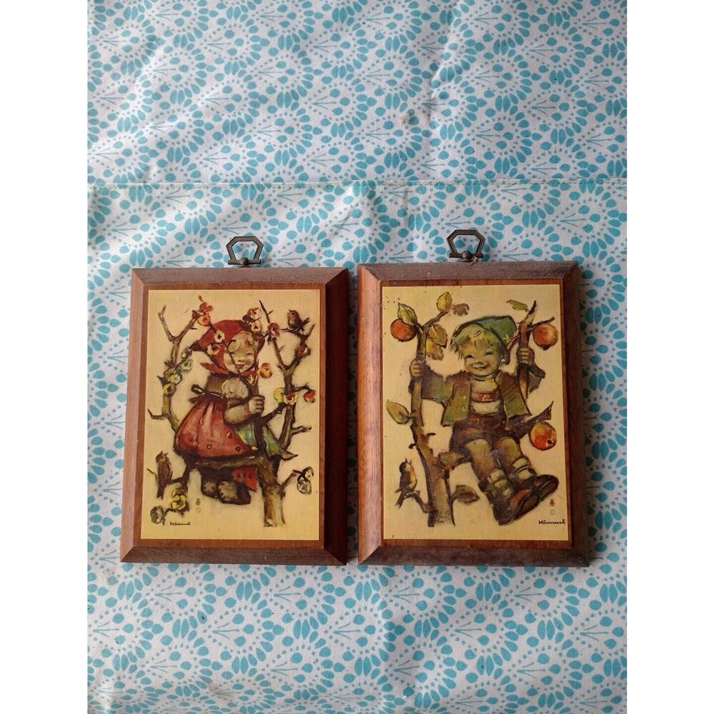 Vintage Hummel Wood Wall Plaques Set of 2 Boy Girl Decor Wall Art